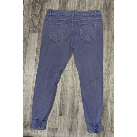 (3/$35) VIP Jeans Juniors Size 11 Distressed Skinny Purple Denim Jeans Capris - Picture 2 of 10
